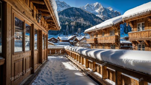 Spacious Balcony Chalet Overlooking Snowy Alpine Village