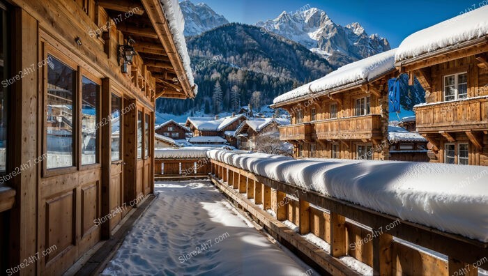 Spacious Balcony Chalet Overlooking Snowy Alpine Village