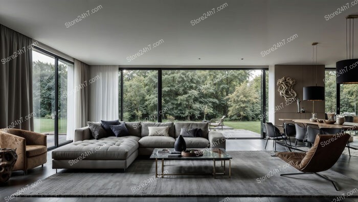 Spacious German Living Room with Panoramic Windows and Modern Design