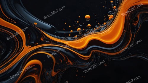 Swirling Patterns of Orange and Black Liquid