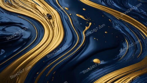 Swirling Symphony of Gold and Midnight Blue Tones