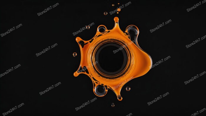 Symmetrical Orange Splash on Black Background