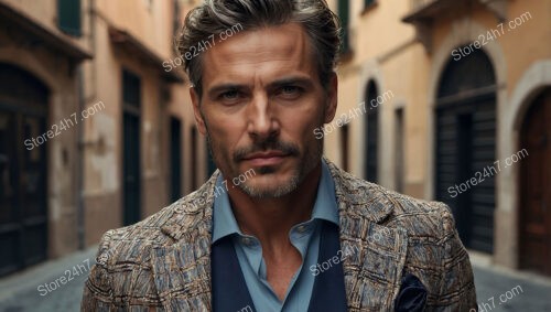 Timeless Elegance: A Man in a Patterned Blazer