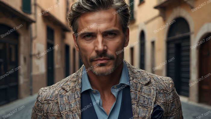 Timeless Elegance: A Man in a Patterned Blazer