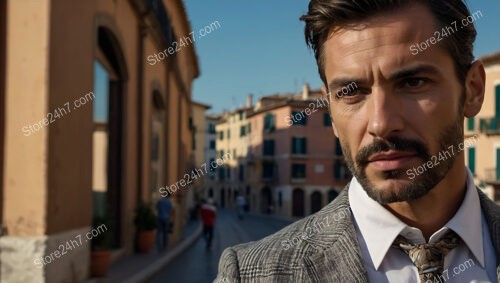 Timeless Style: A Dapper Gentleman in Gray Checkered Suit