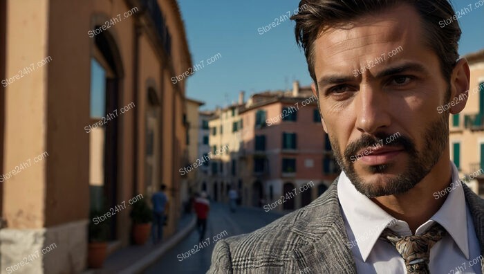 Timeless Style: A Dapper Gentleman in Gray Checkered Suit