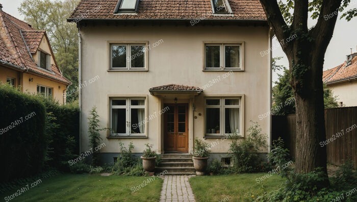 Traditional German Family House with Quaint Front Yard and Pathway