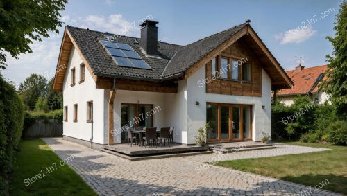 Traditional German Family House with Solar Panels and Garden