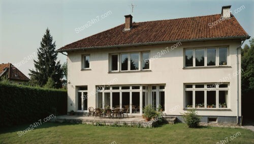 Traditional German Home with Large Windows and Garden Patio