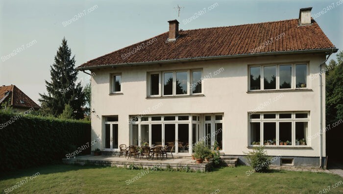 Traditional German Home with Large Windows and Garden Patio