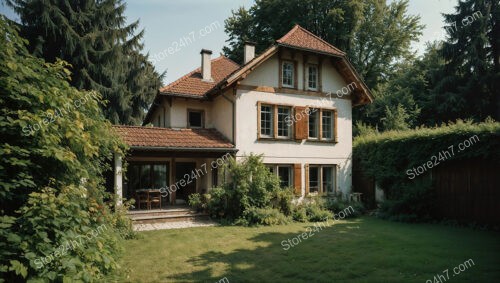 Traditional German Home with Red Roof and Cozy Garden