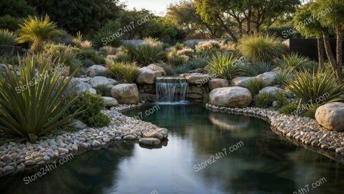 Tranquil Backyard Oasis Featuring a Waterfall and Pond