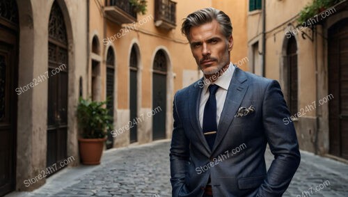 Urban Professional: A Man in a Sleek Blue Suit