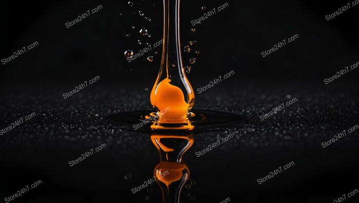 Vibrant Orange Liquid Droplet Captured in Mid-Air