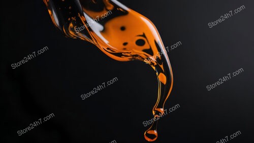 Vibrant Orange Liquid Flowing Elegantly Against Dark Background