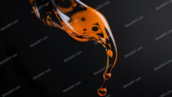 Vibrant Orange Liquid Flowing Elegantly Against Dark Background