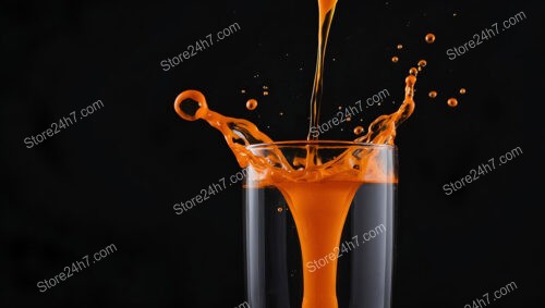 Vibrant Orange Liquid Pouring into a Tall Glass