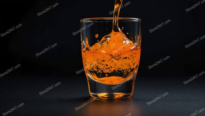 Vibrant Orange Liquid Splashing in a Clear Glass