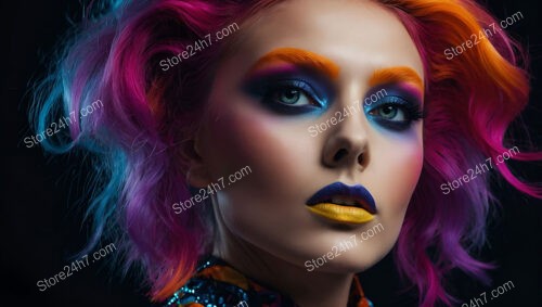 Vivid Neon Fantasy: Bold Futuristic Makeup for Fashion Statement