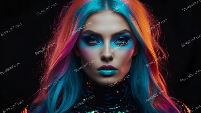 Vivid Neon Glow: Futuristic Beauty with Electric Colors