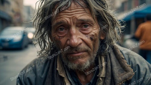 Weathered Soul Enduring the Harsh Realities of Street Life