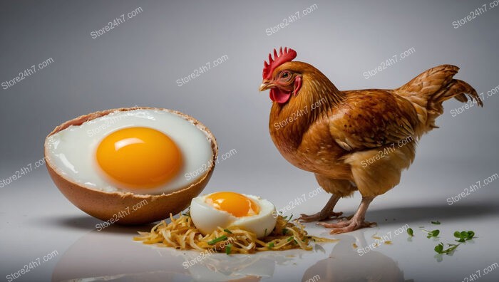 Which Came First: A Hen Next To Eggs