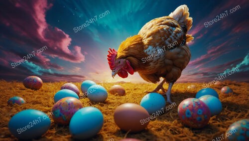 Which Came First: Chicken in a Sky of Painted Eggs