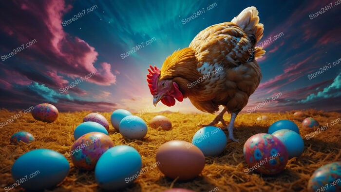 Which Came First: Chicken in a Sky of Painted Eggs