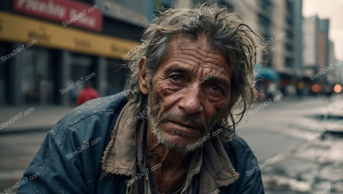 Worn Face Telling Stories of Life on the Streets