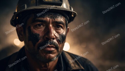 A Coal Miner’s Determined Look in the Depths Below