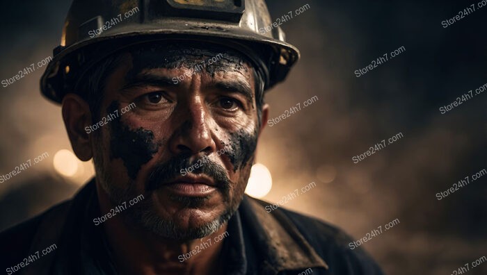 A Coal Miner’s Determined Look in the Depths Below