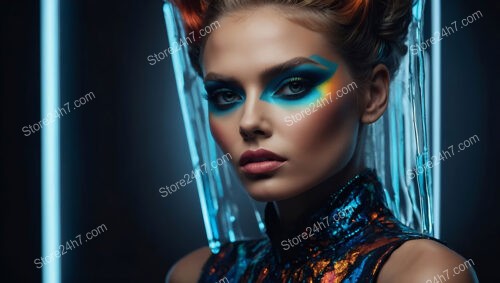 Aurora Glow: Bold Makeup and Metallic Fashion Statement