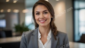 Businesswoman offering assistance in a corporate environment