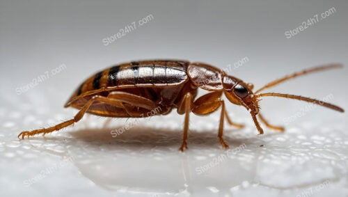 Close-up image of cockroach with segmented body and antennae