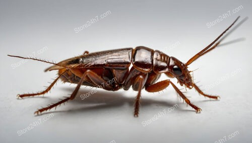 Close-up of a cockroach with glossy exoskeleton and antennae