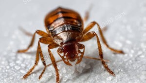 Close-up shot of a cockroach head and textured body