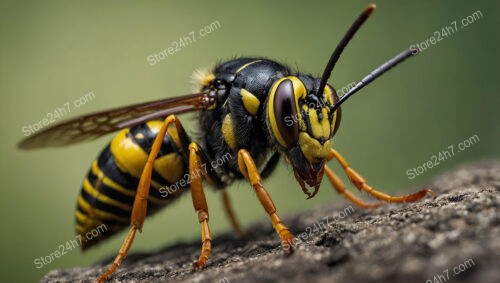 Close-Up View of Wasp with Detailed Antennae and Body