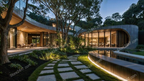 Contemporary Luxury Home Surrounded by Nature and Modern Pathways