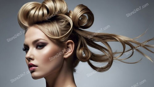 Dramatic Hairstyle with Flowing Curls and Dynamic Movement