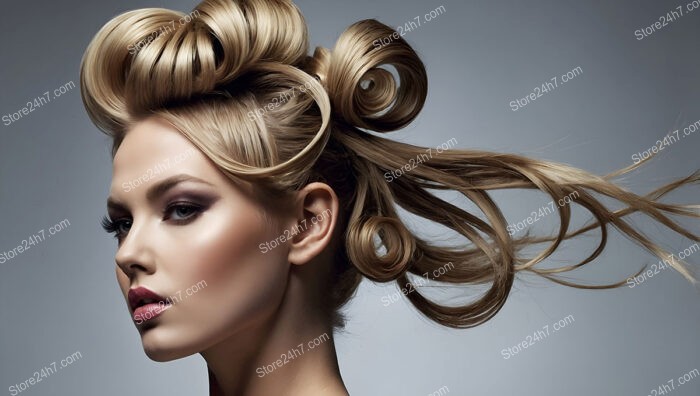 Dramatic Hairstyle with Flowing Curls and Dynamic Movement