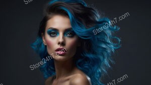 Electric Waves: Blue Hair and Futuristic Makeup Artistry