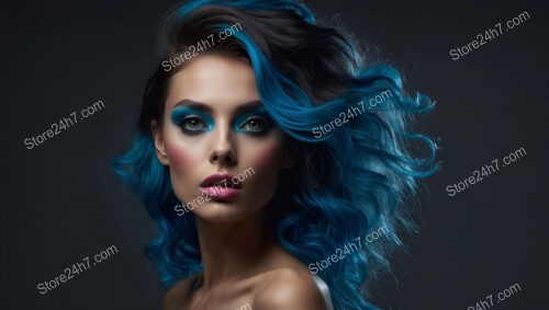 Electric Waves: Blue Hair and Futuristic Makeup Artistry