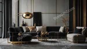 Elegant Black and Gold Living Room with Modern Touches