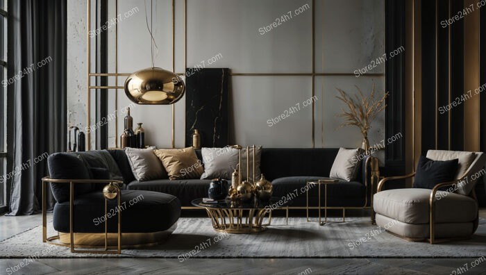 Elegant Black and Gold Living Room with Modern Touches