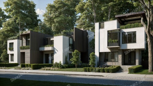 Elegant German Townhouses with Green Roofs and Modern Design