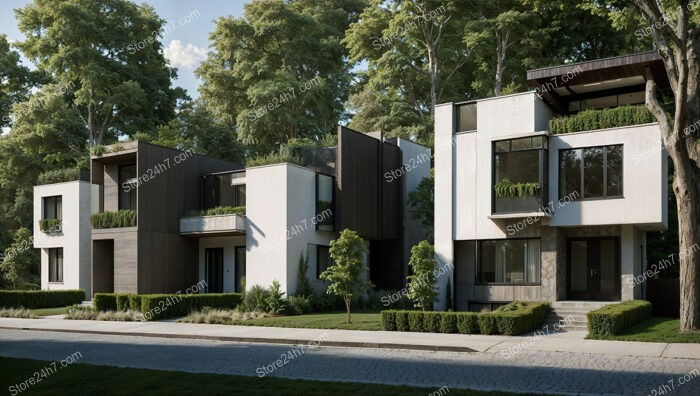 Elegant German Townhouses with Green Roofs and Modern Design