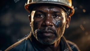 Focused Miner with Grease Mark Deep Underground Mine