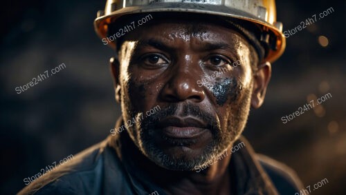 Focused Miner with Grease Mark Deep Underground Mine