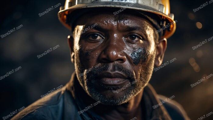 Focused Miner with Grease Mark Deep Underground Mine