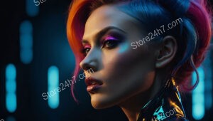 Futuristic Glow: Radiant Makeup and Neon Light Aesthetics